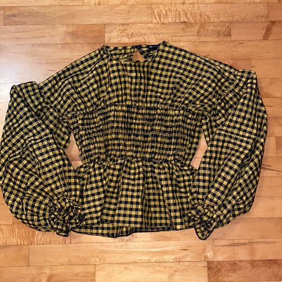 NWOT peplum gingham top size 6 - Picture 2 of 4